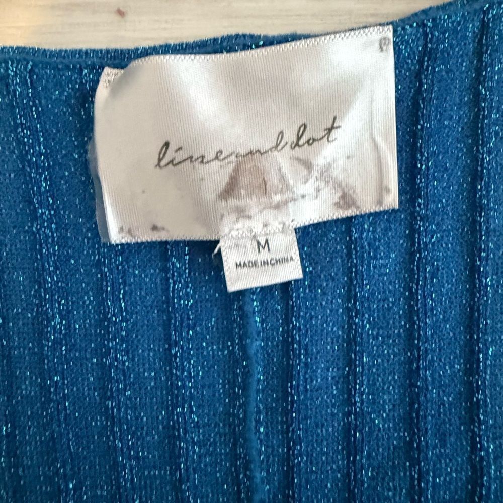 Line and Dot Ribbed Sparkle Dress Blue Medium EUC - Picture 6 of 6